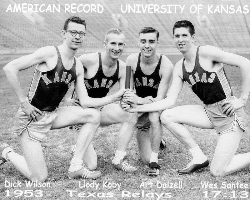 Photo of the KU 4 Mile relay team - American Record holder in 1953.